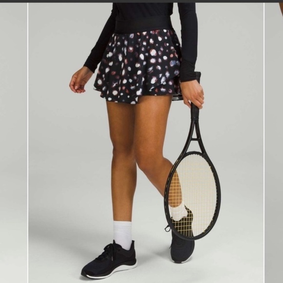 Lululemon Court Rival High Rise Skirt Haze Dot Inverse Orange Multi Skort - Picture 14 of 15